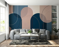 Elegant Pink and Blue Geometric Wall Art Design

