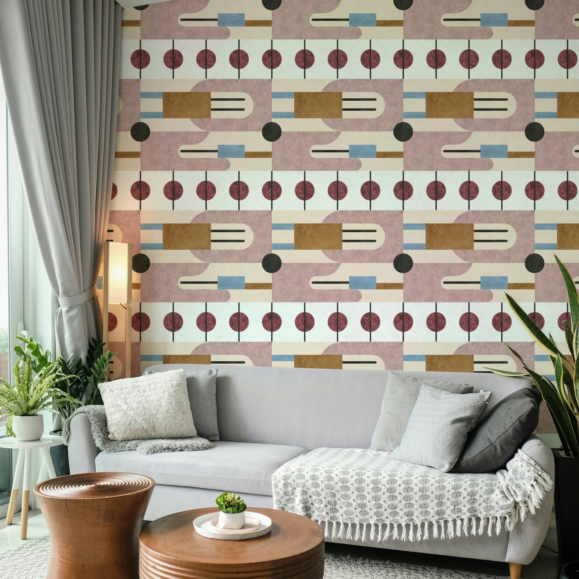 Neutral geometric wallpaper for walls

