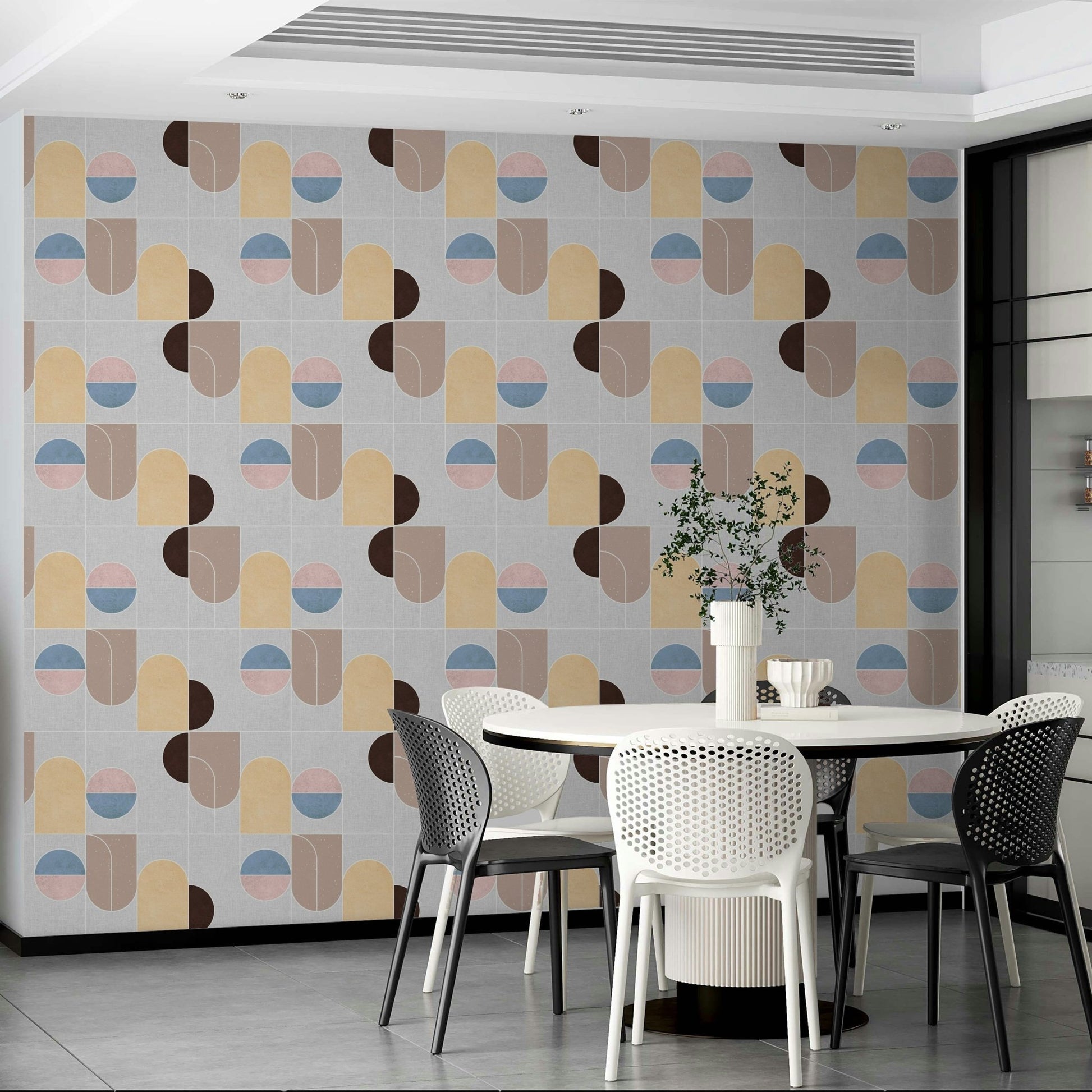 Pastel geometric shape wall design

