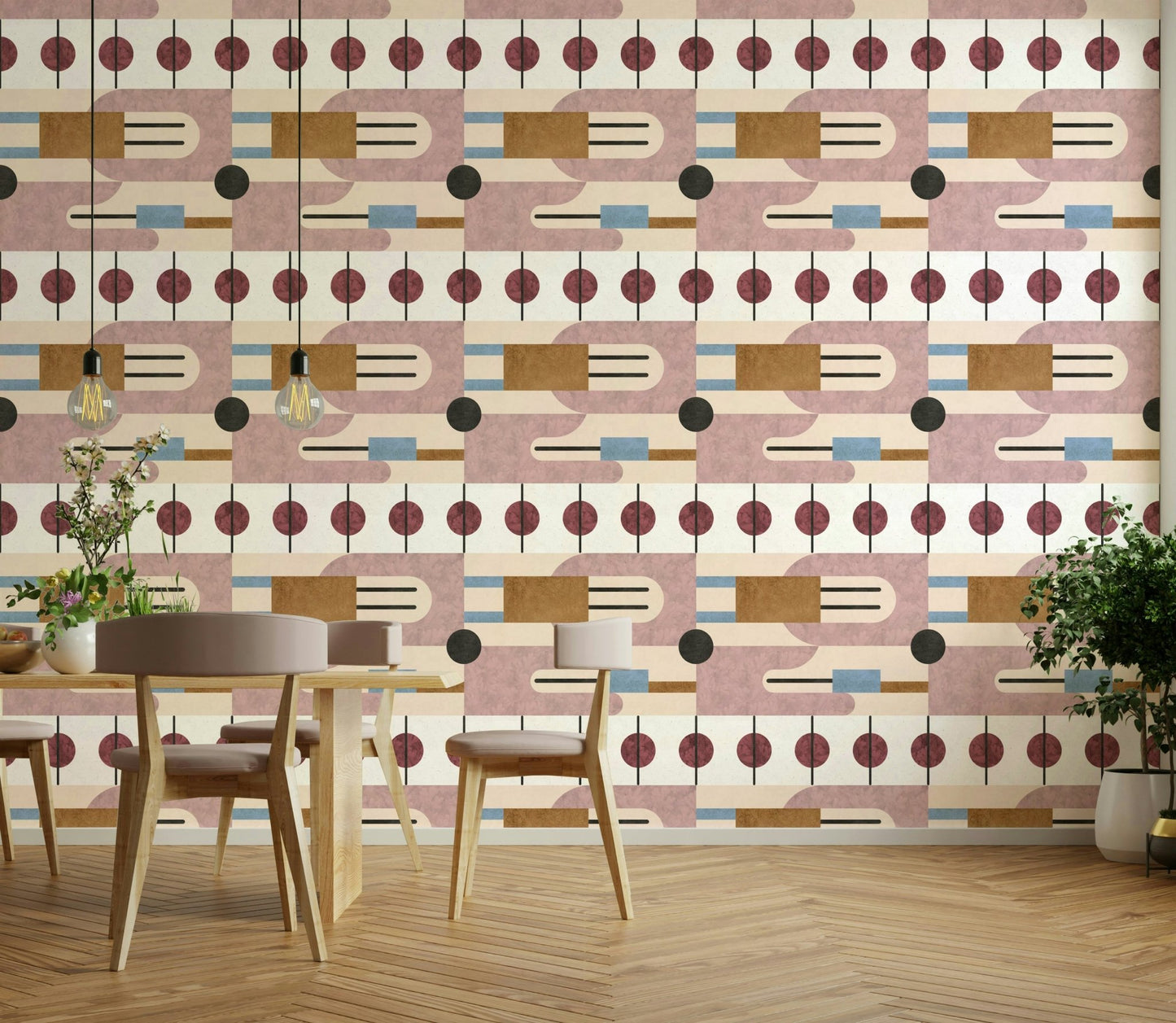 Peaceful geometry-inspired mural

