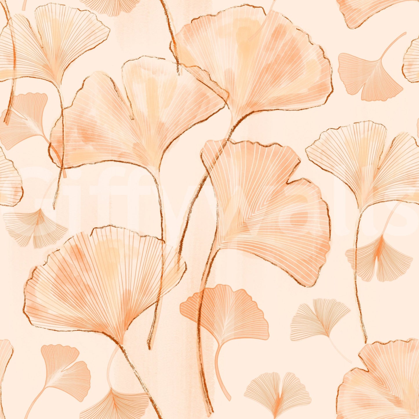 Serene Ginkgo in Peach Hues Wallpaper⁠