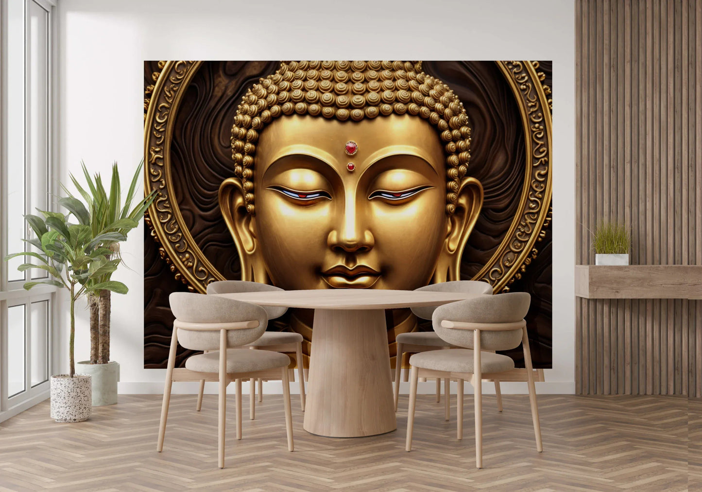 Serene Gold Buddha Wall Mural