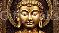 Serene Gold Buddha Wall Mural