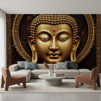 Serene Gold Buddha Wall Mural