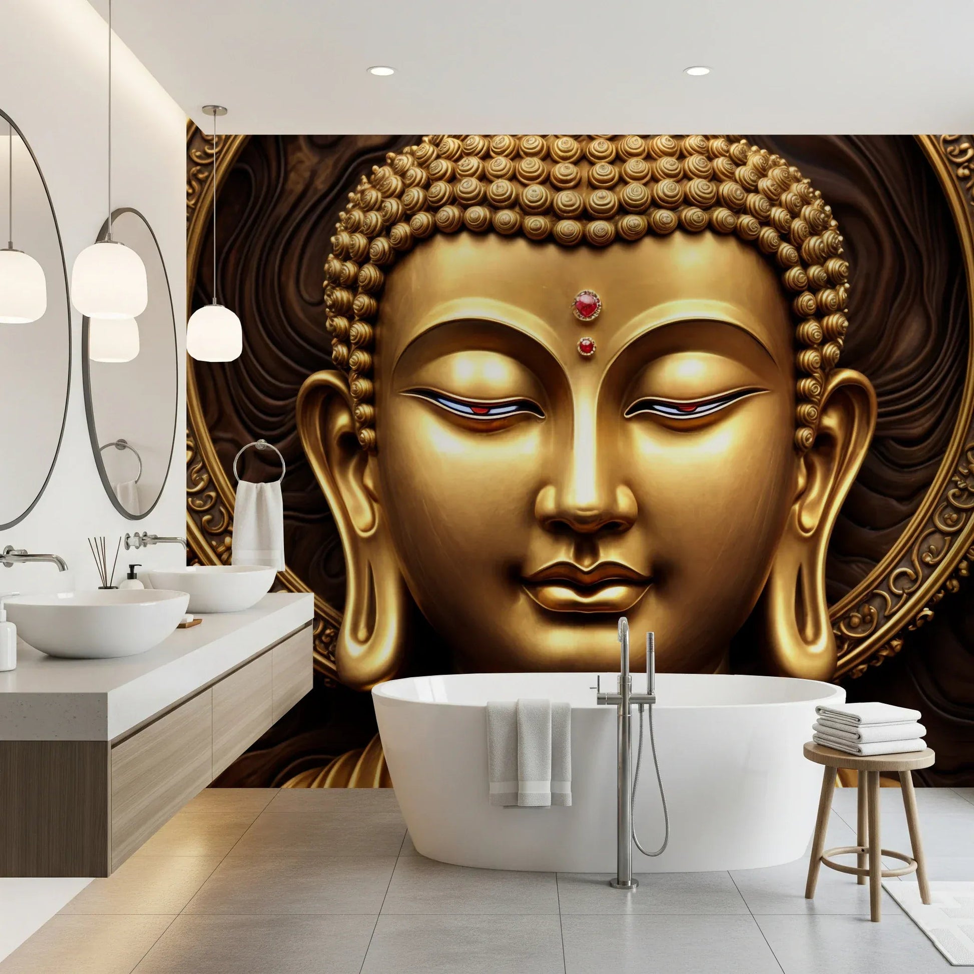 Serene Gold Buddha Wall Mural
