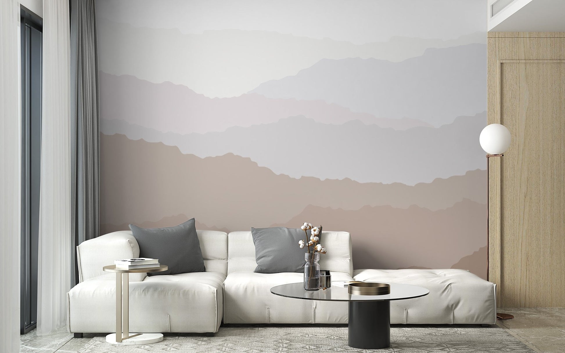 Gentle mountain layers in gradient tones, C04