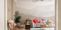 Serene gradient mountain peaks mural, C04