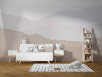 Soft gradient mountain landscape mural, C04