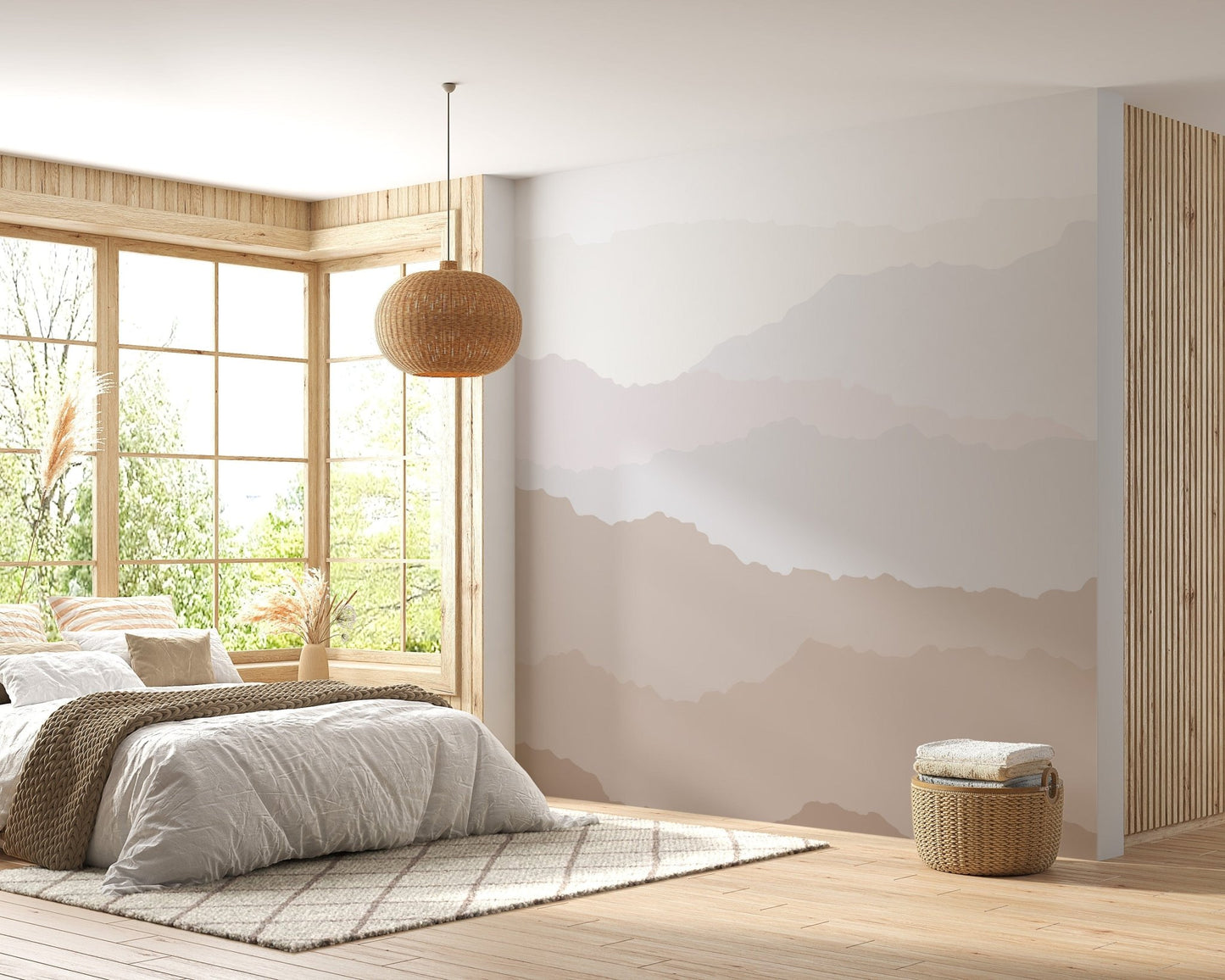 Elegant pastel mountain peaks wall art, C04