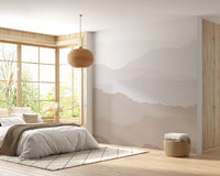 Elegant pastel mountain peaks wall art, C04