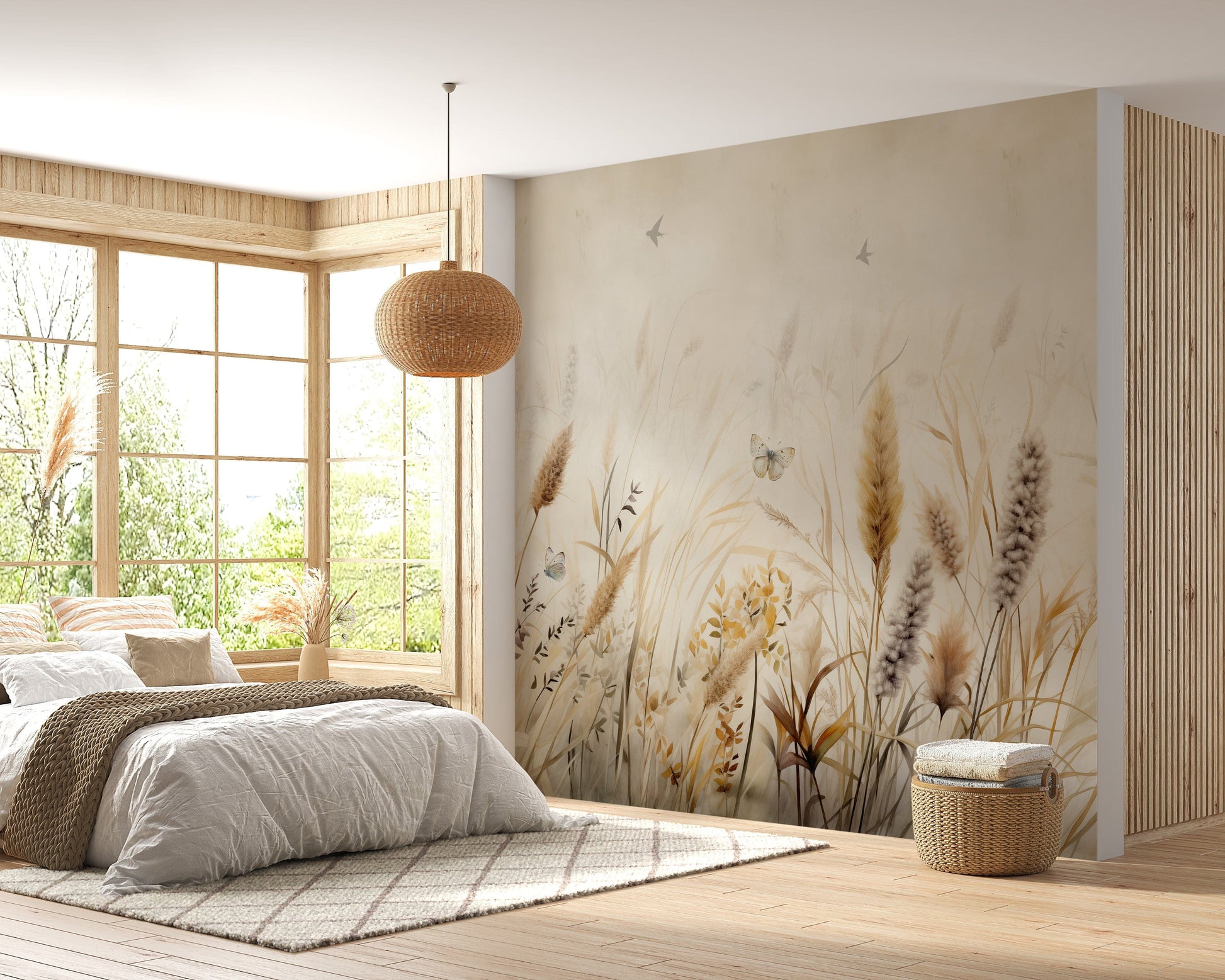 Serene Grassland Butterfly Wallpaper Mural - Giffywalls