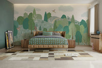 There are a few dappled patches of sunlight on the ground.

