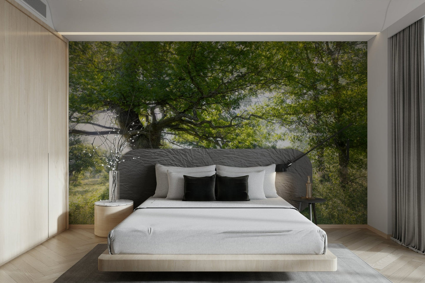 The colors are rich shades of green and earthy browns.

