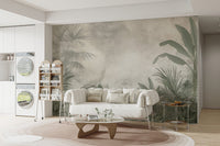 Serene green tropical leaves wallpaper
