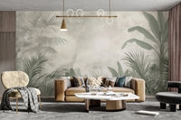 Tropical leaves wallpaper in soft green
