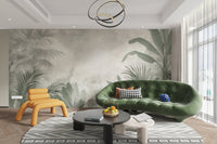 Lush green tropical leaves wallpaper look
