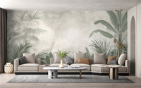 Soft green leaves wallpaper for interiors
