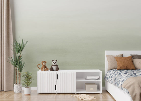 Serene Green Watercolor Mural C399