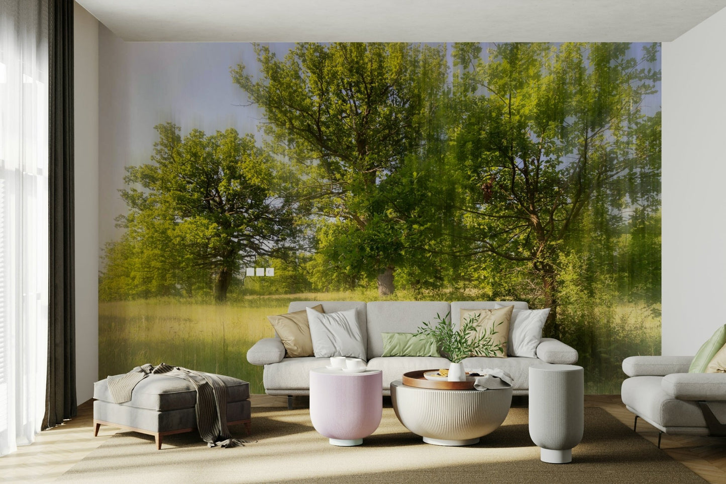 The high-resolution print captures fine details of the trees and ground.

