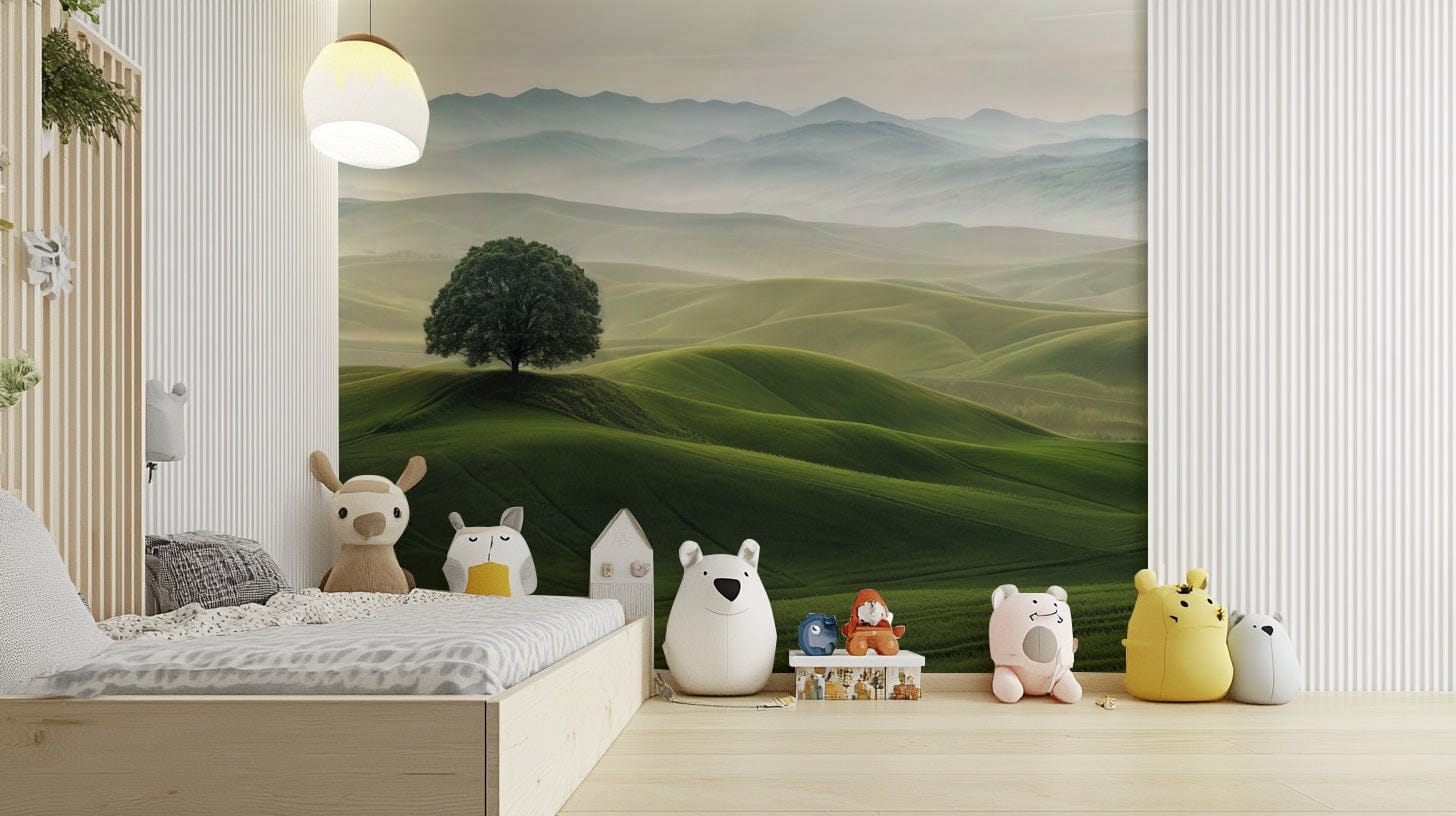 Minimalist hills wallpaper in soothing earth tones

