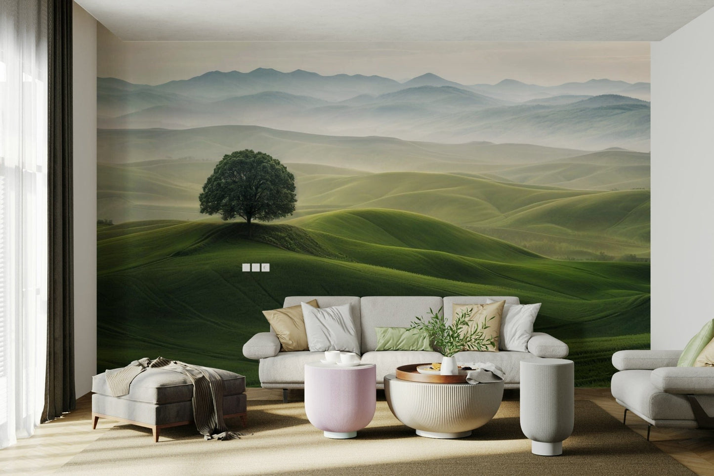 Serene Hills wallpaper with smooth gradient hills art

