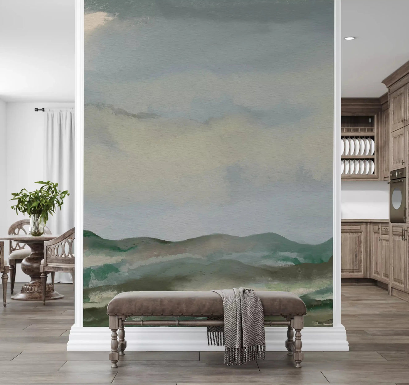 Modern entryway featuring the Serene Hillside Horizon wall muralGD9521