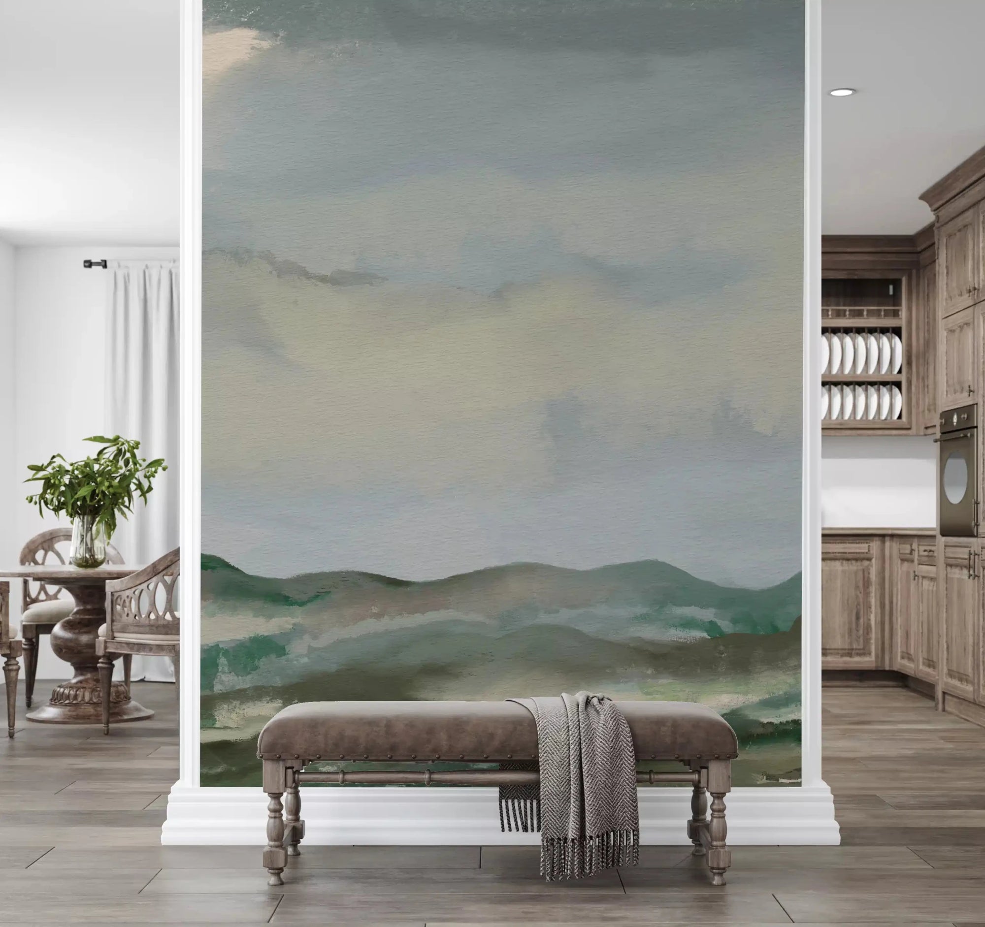 Modern entryway featuring the Serene Hillside Horizon wall muralGD9521