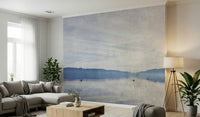 A calming serene view wallpaper mural that defines a space.