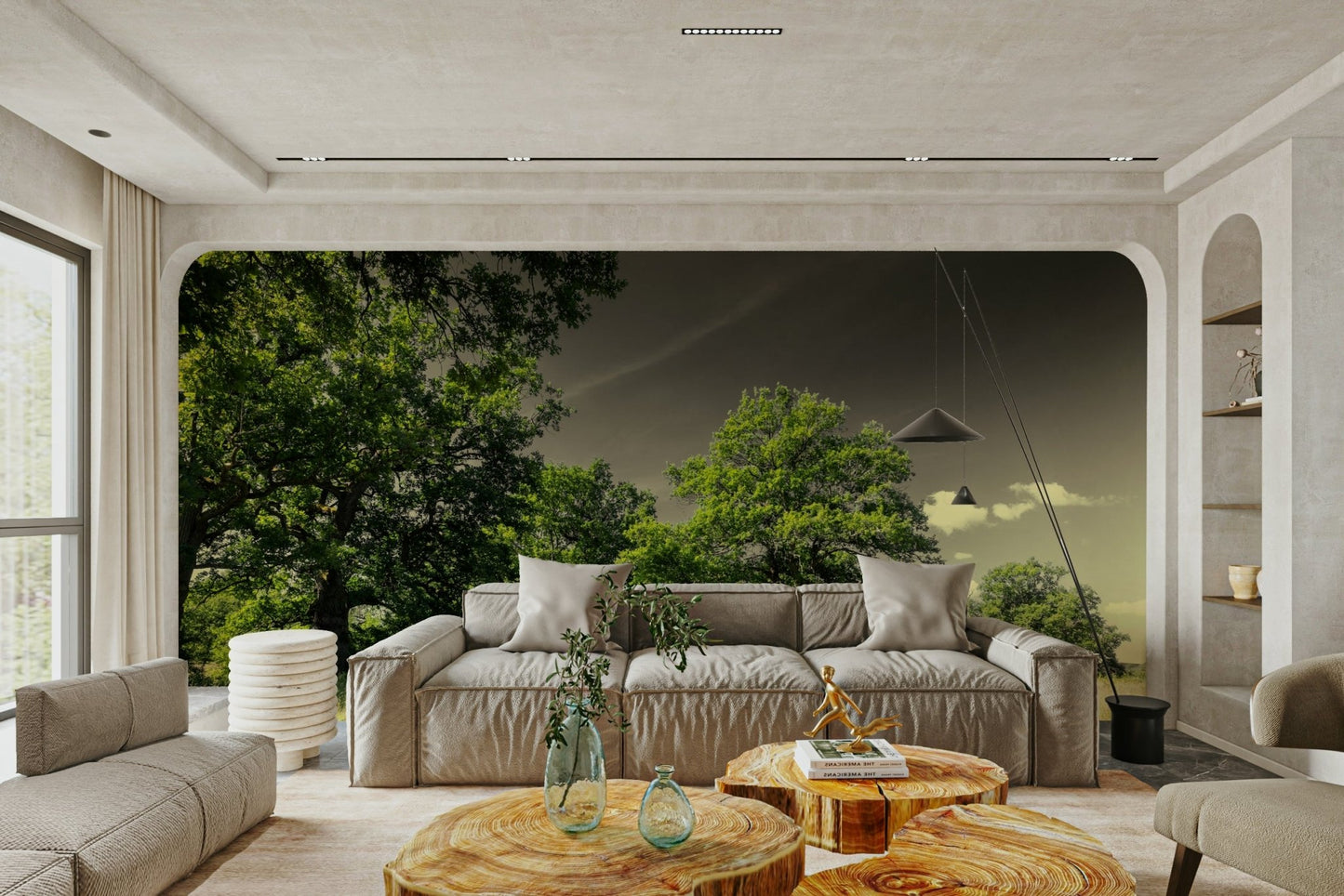 The sky above is dramatic with clouds and a powerful atmosphere.

