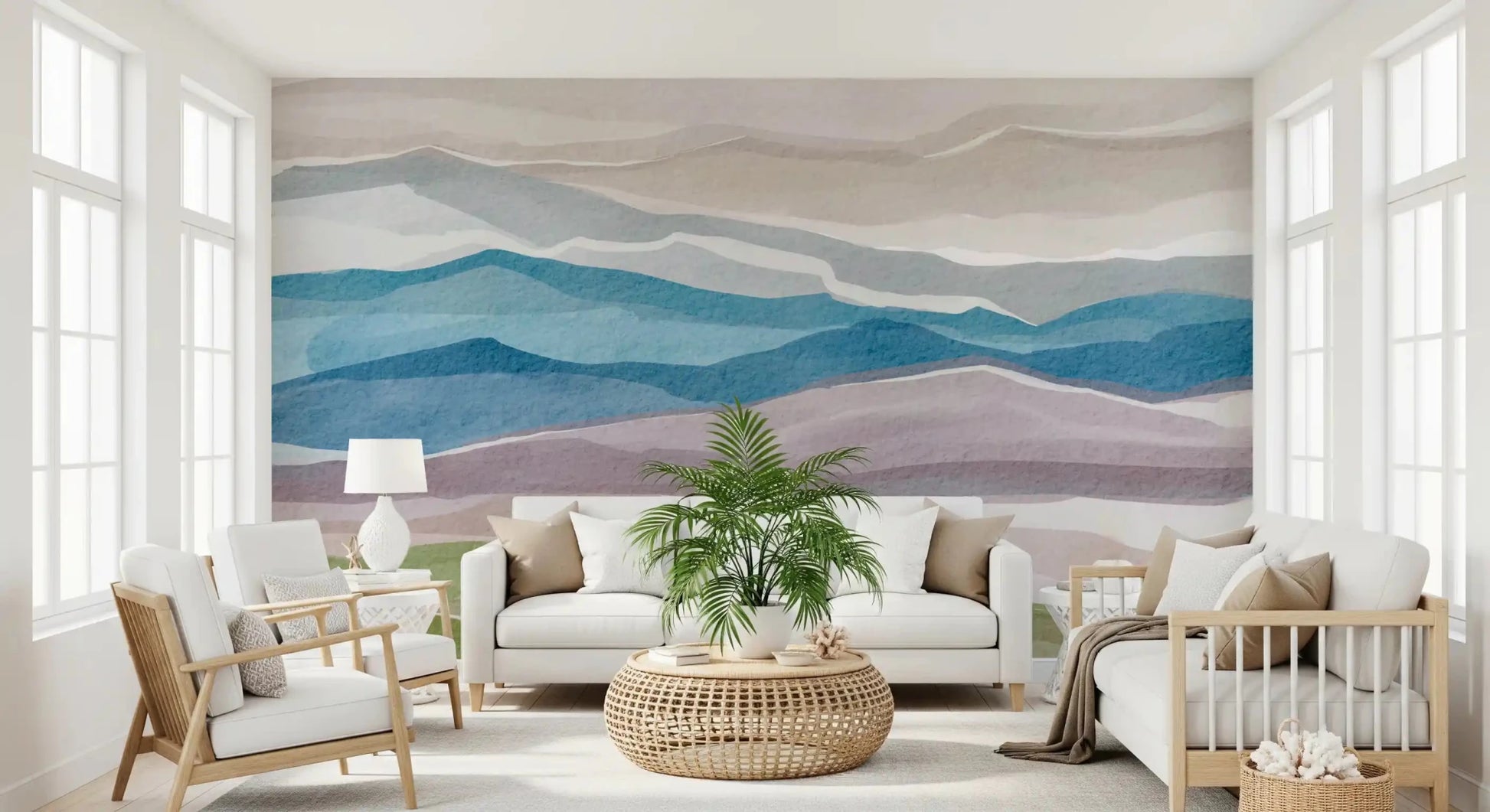 Serene Layered Horizons Wall Mural