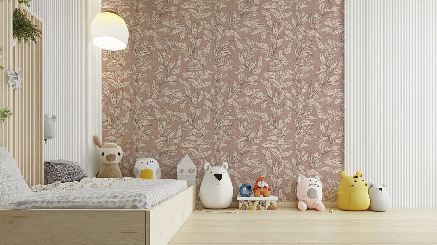 Soft leaves on textured wallpaper, GD999