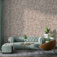 Earthy tone leaf wallpaper mural, GD999
