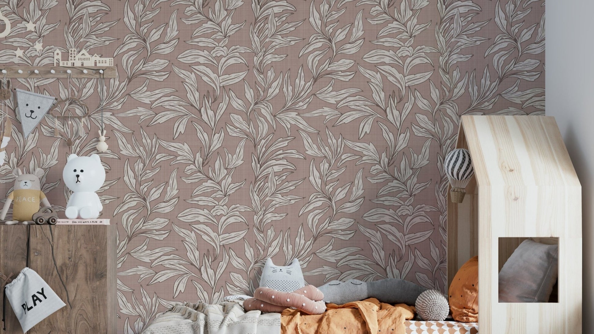 Linen Leaf wall mural, GD999