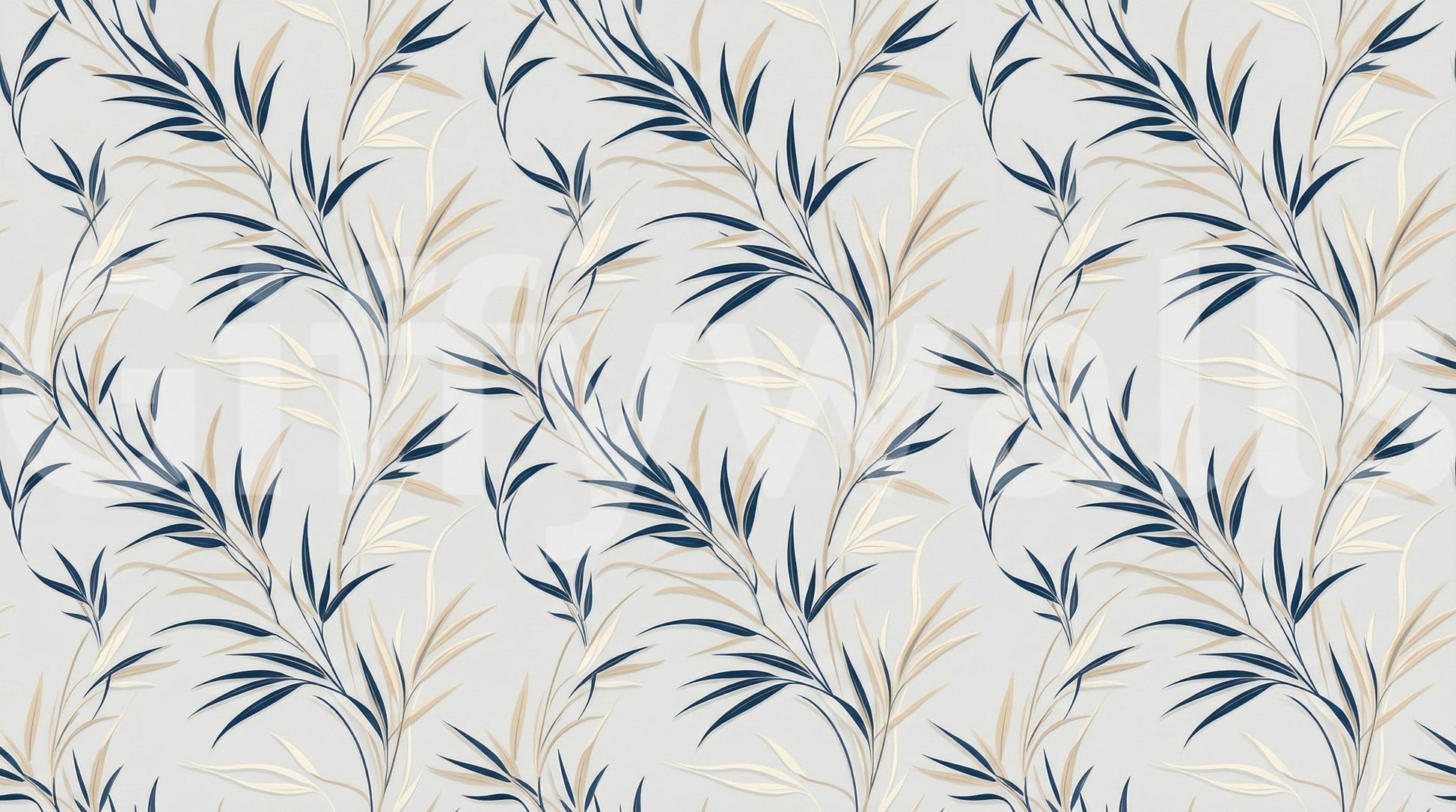 Serene Leaf Sway Wall Mural with elegant leaf forms and gentle contrast, GD9031
