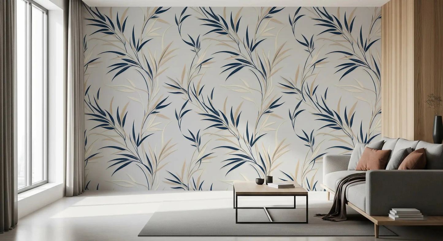 Flowing foliage defines this Serene Leaf Sway Wall Mural in soft neutrals, GD9031