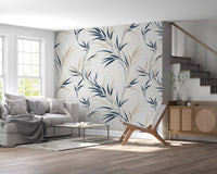 Living room using Serene Leaf Sway Wall Mural in beige and ivory tones, GD9031