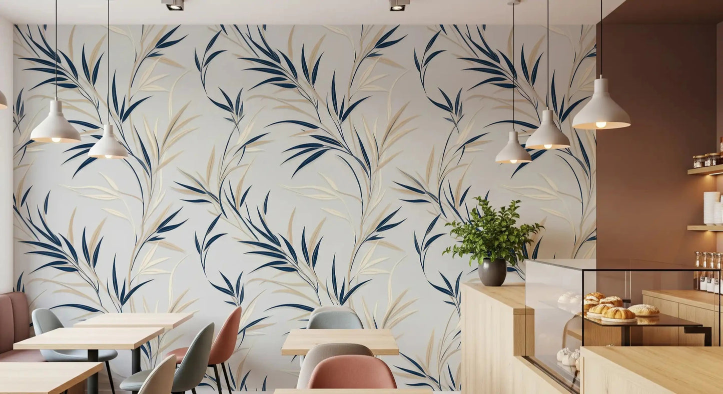Soft beige fronds shape this Serene Leaf Sway Wall Mural design, GD9031