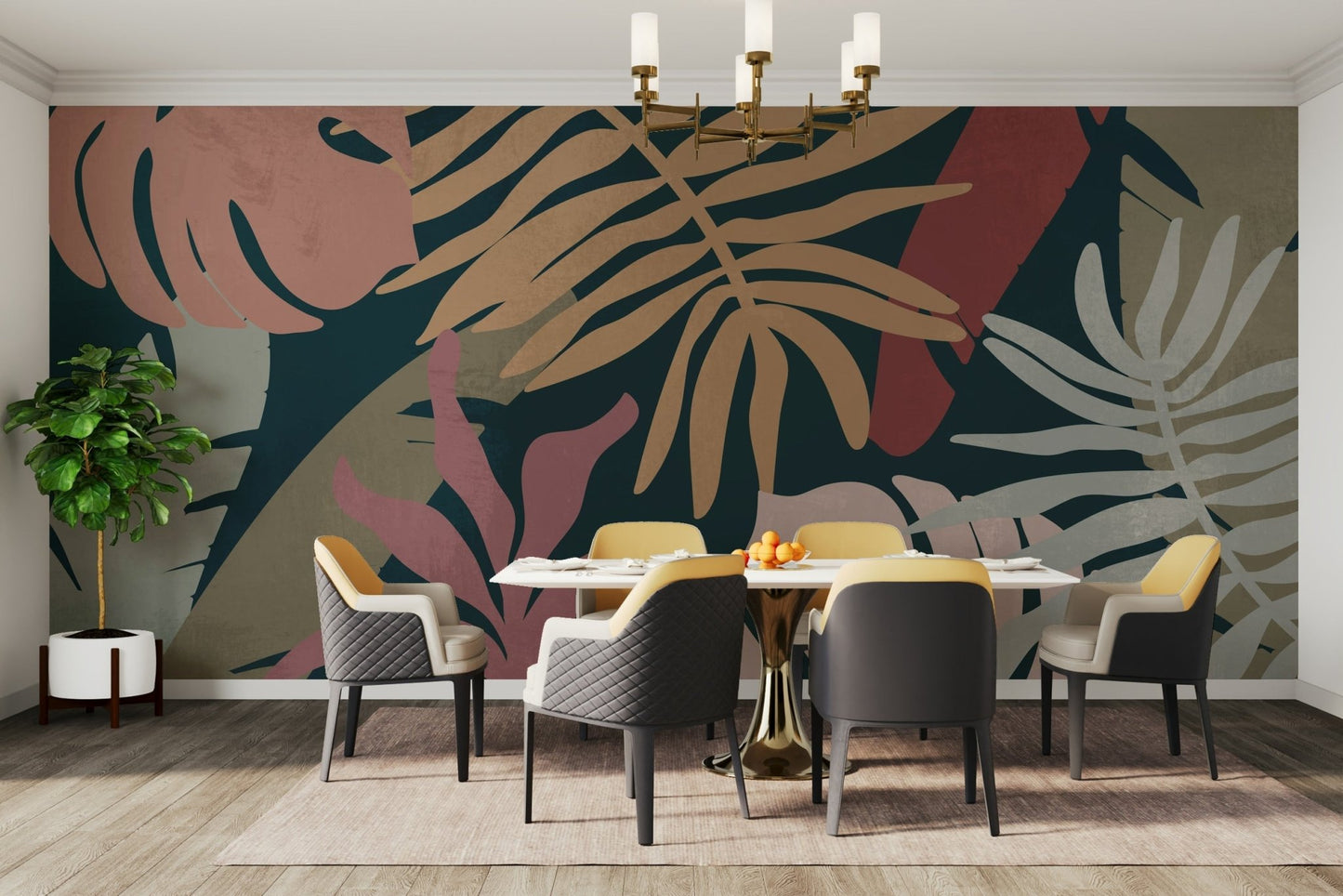 An artistic nature inspired mural for home decor.

