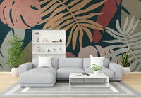 A peaceful organic pattern mural on decorative wallpaper.


