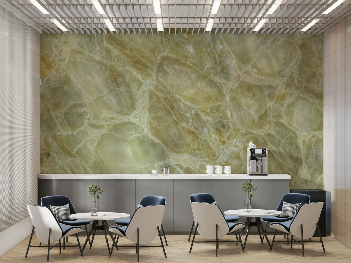 Design inspired by natural marble veins.

