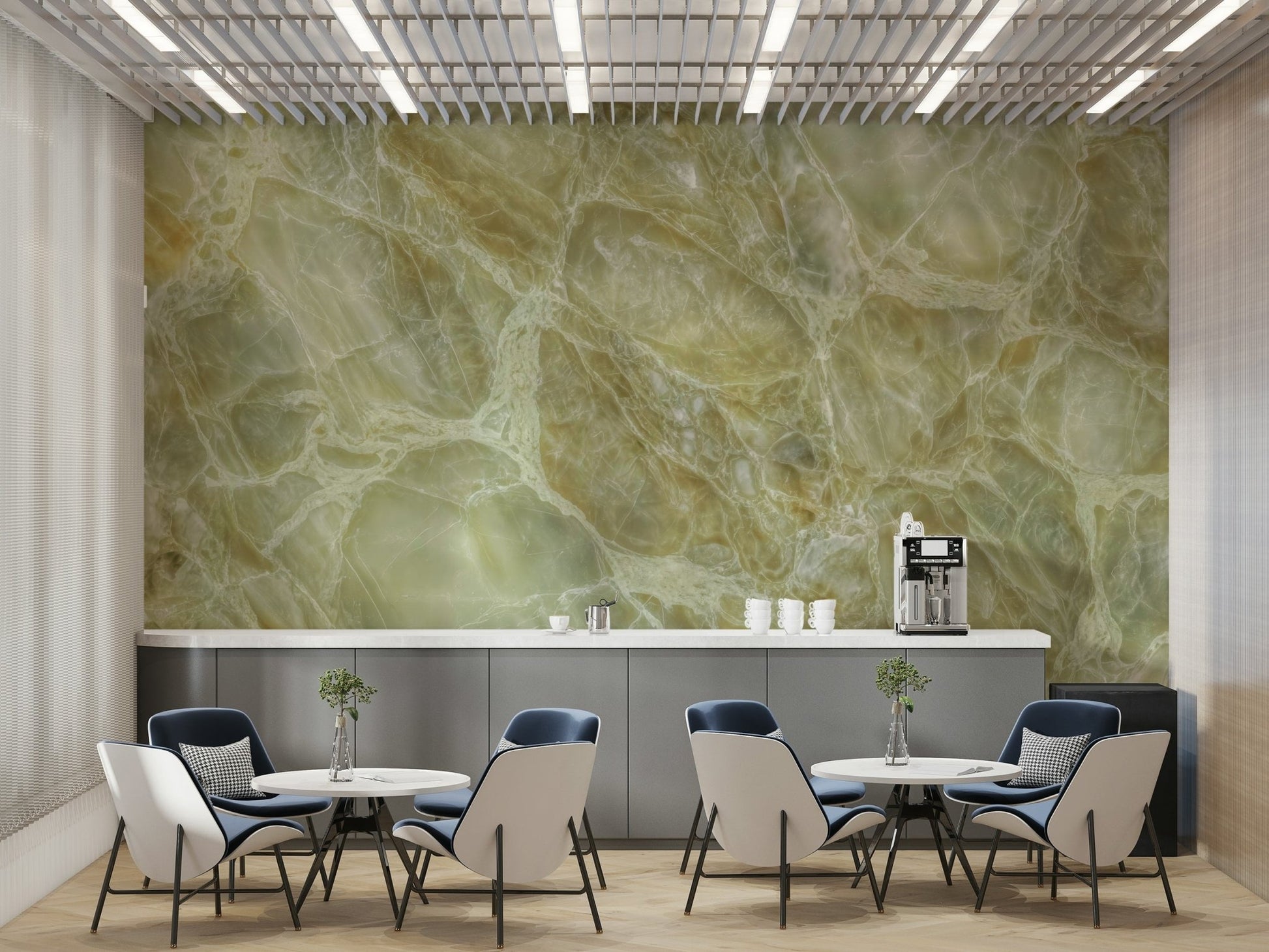 Design inspired by natural marble veins.

