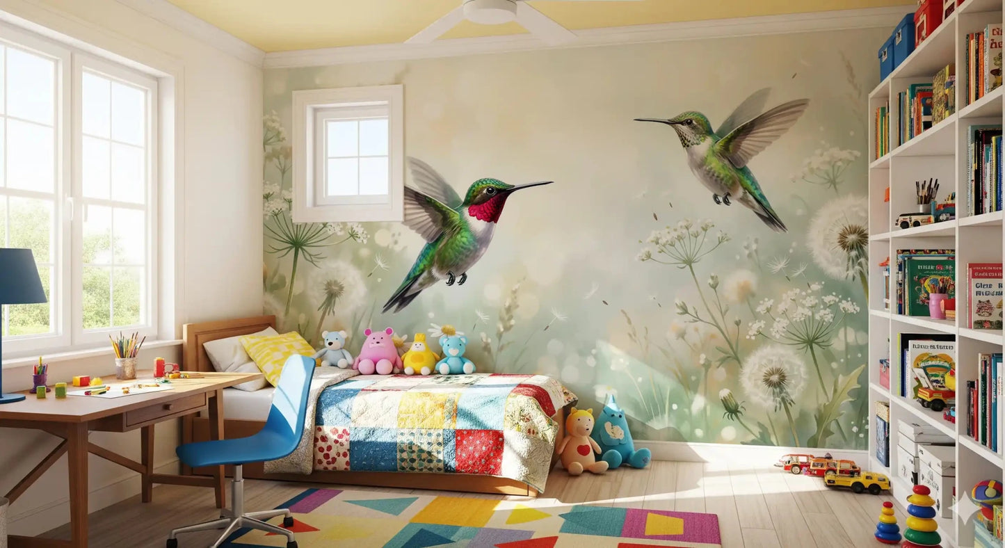 Serene Meadow Hum & Bloom Wall Mural