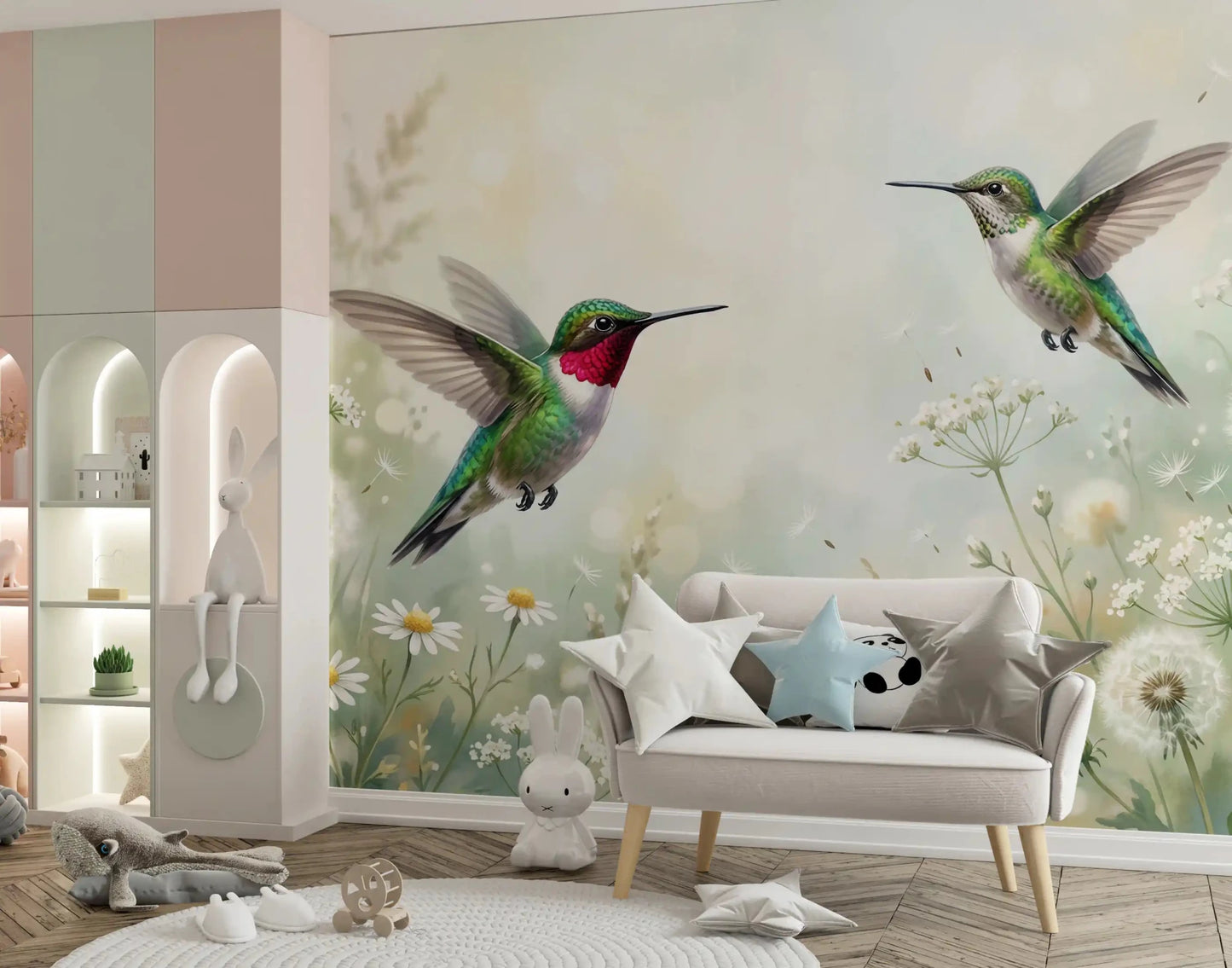 Serene Meadow Hum & Bloom Wall Mural