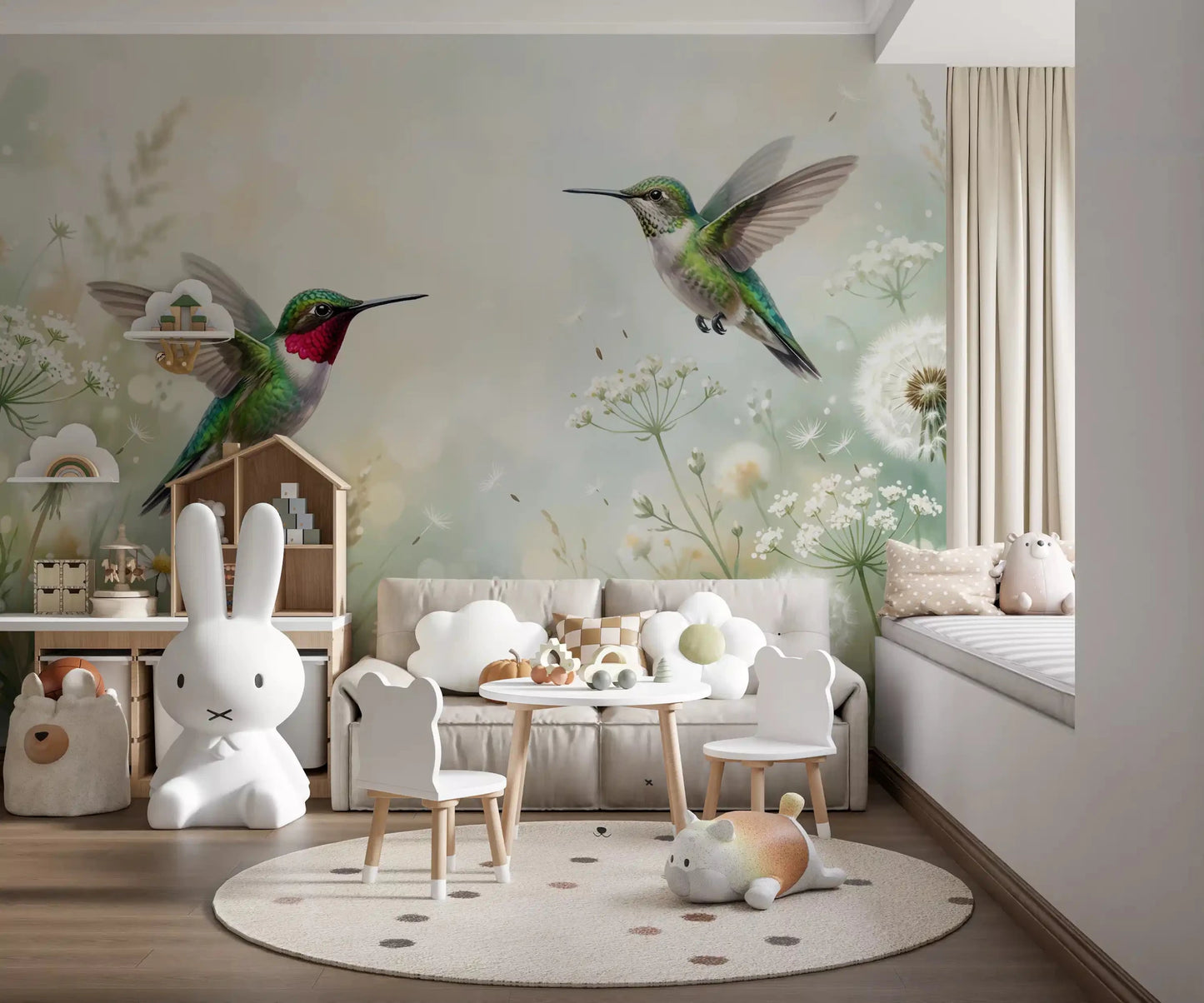 Serene Meadow Hum & Bloom Wall Mural