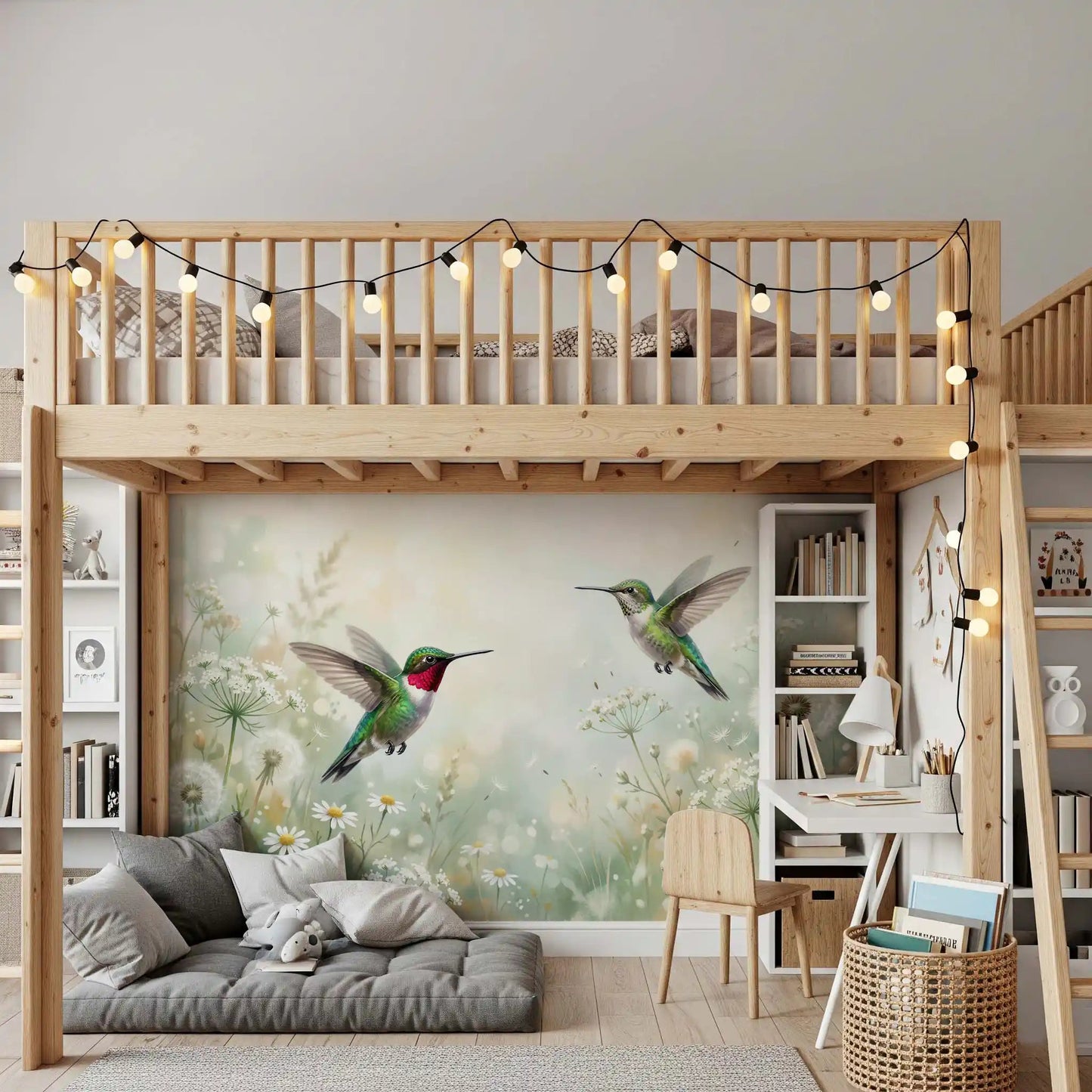 Serene Meadow Hum & Bloom Wall Mural