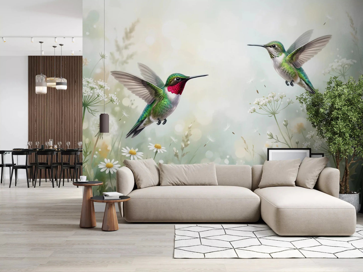 Serene Meadow Hum & Bloom Wall Mural