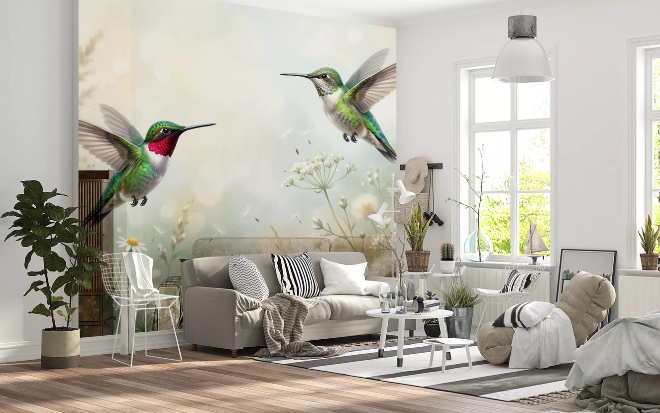Serene Meadow Hum & Bloom Wall Mural
