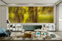 Soft, muted colors of green and brown.


