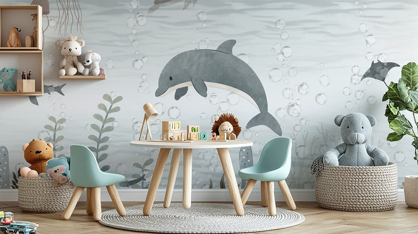 Serene Ocean Life Wallpaper Mural for tranquil walls B830