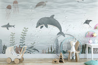 Coastal charm in Serene Ocean Life Wallpaper Mural B830